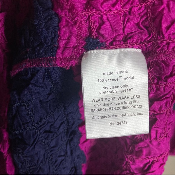 NWT Mara Hoffman Freya Popcorn midi Dress long sleeve blue and pink Plus size 3X - Picture 12 of 12